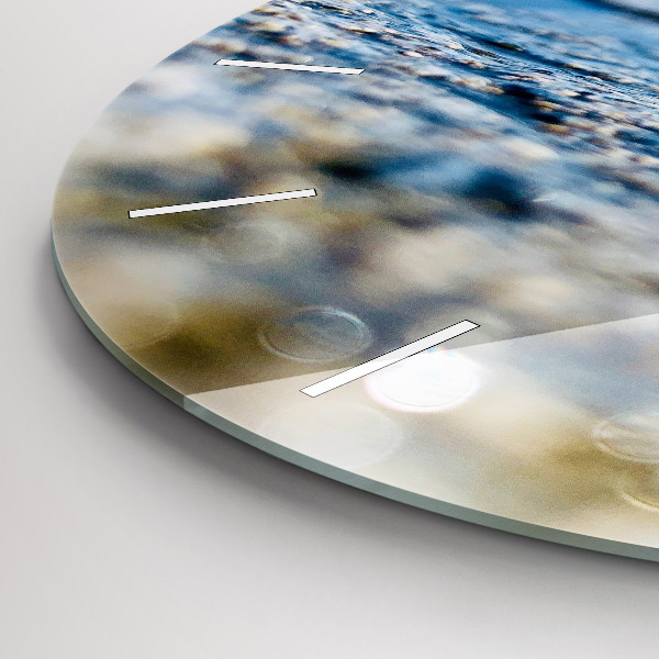 Round glass wall clock Water photography