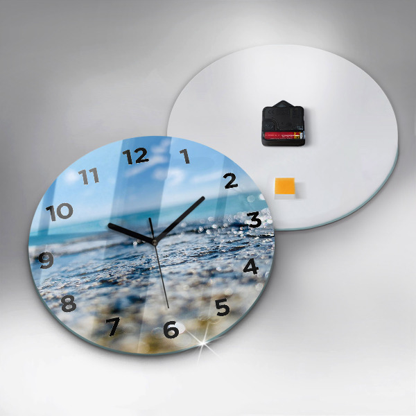 Round glass wall clock Water photography