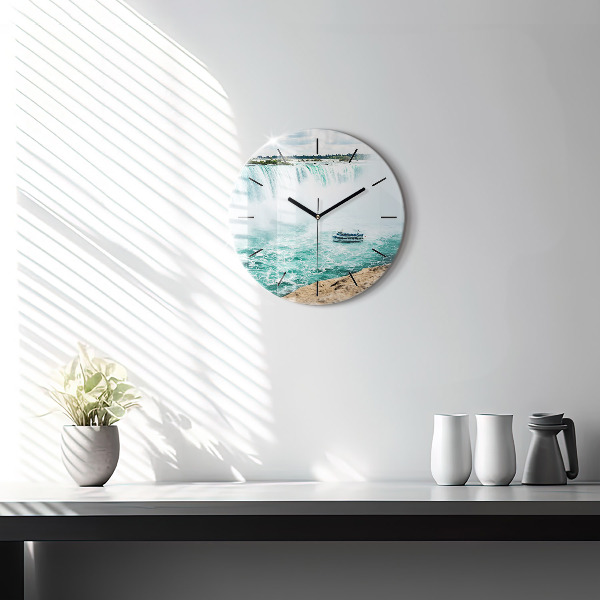 Round glass wall clock The Boat and Niagara
