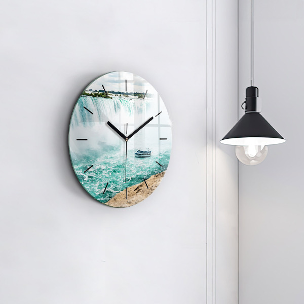 Round glass wall clock The Boat and Niagara