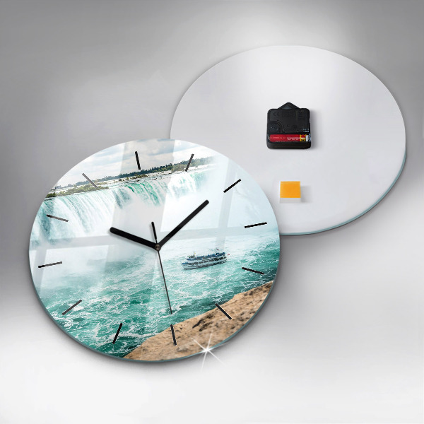 Round glass wall clock The Boat and Niagara