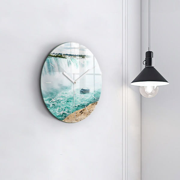 Round glass wall clock The Boat and Niagara