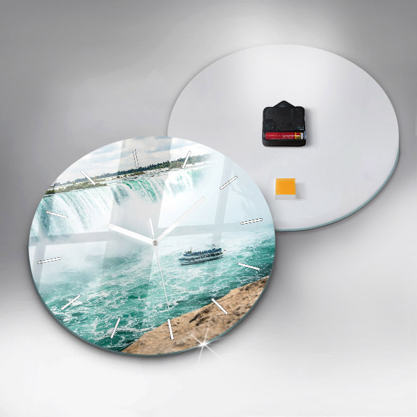 Round glass wall clock The Boat and Niagara