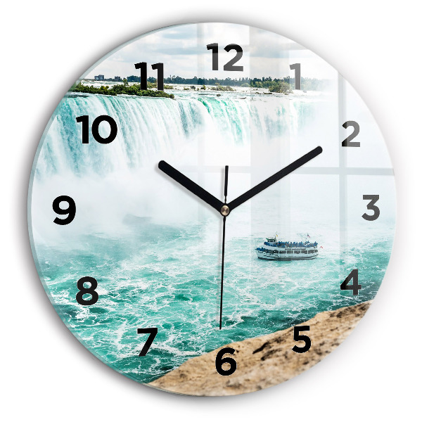Round glass wall clock The Boat and Niagara