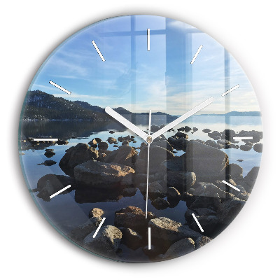 Round glass wall clock Sea view