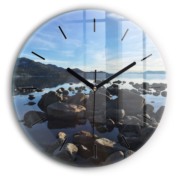 Round glass wall clock Sea view