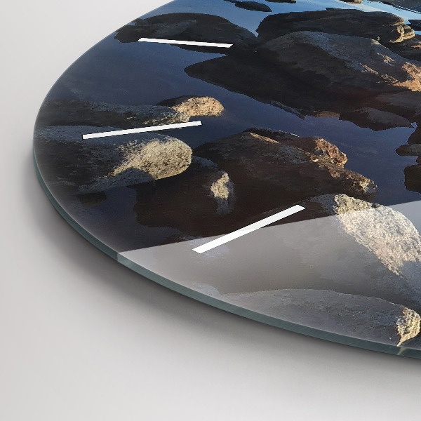 Round glass wall clock Sea view