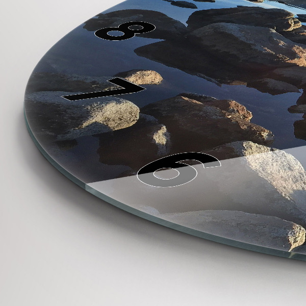 Round glass wall clock Sea view