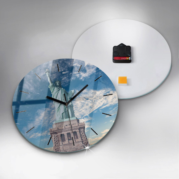 Round glass wall clock Statue of Liberty New York