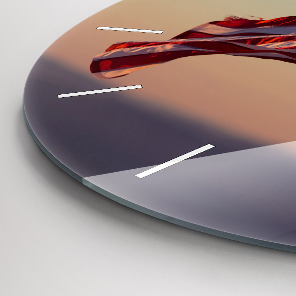 Round glass wall clock USA flag flying