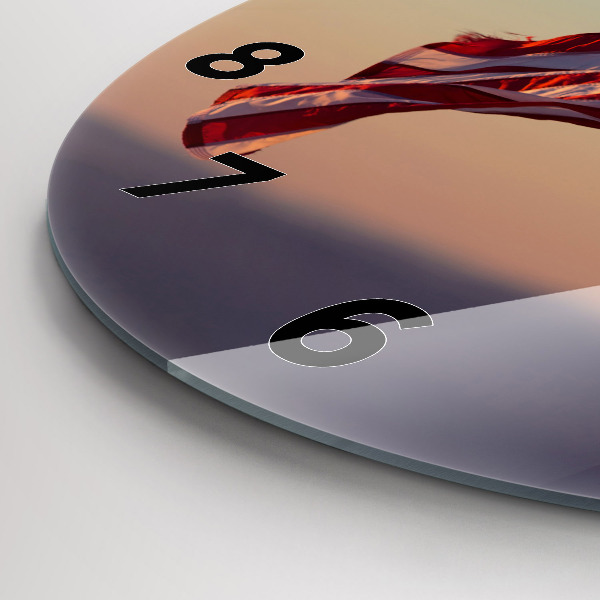 Round glass wall clock USA flag flying