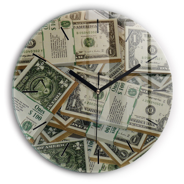 Round glass wall clock US dollars