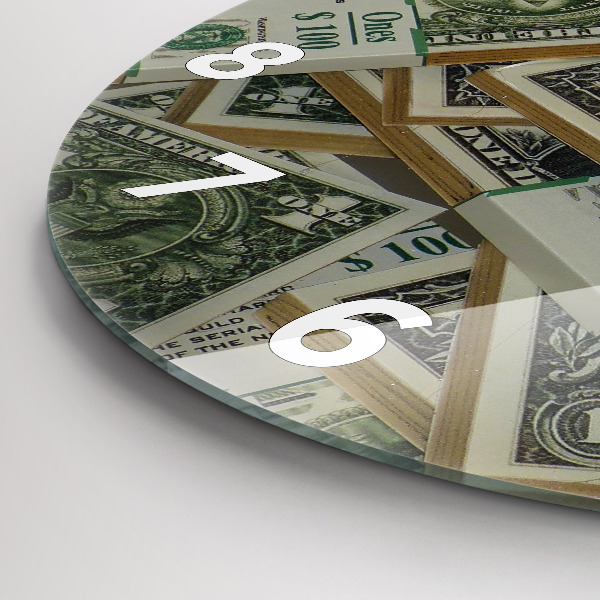 Round glass wall clock US dollars