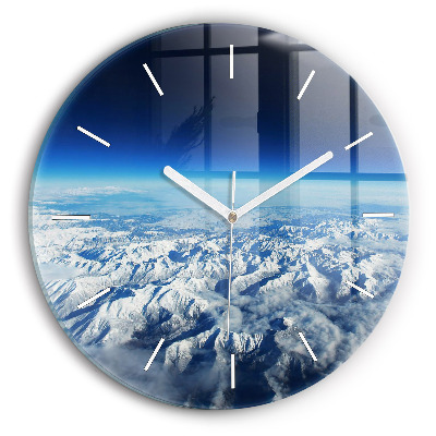 Round glass wall clock Landscape Mountains Pyrenees