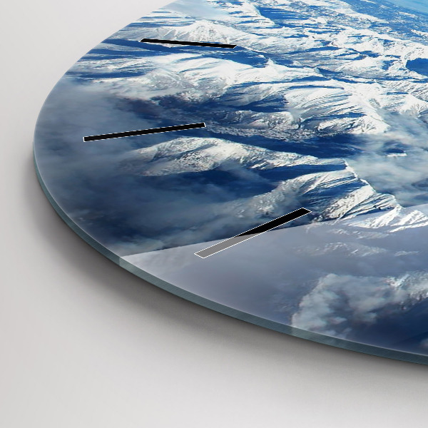 Round glass wall clock Landscape Mountains Pyrenees