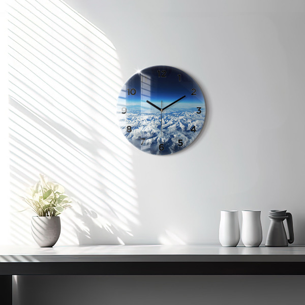Round glass wall clock Landscape Mountains Pyrenees
