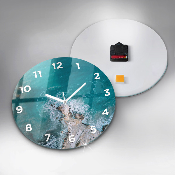 Round glass wall clock Fjords in Costa Blanca