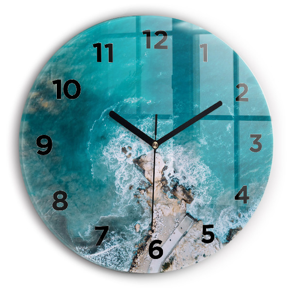 Round glass wall clock Fjords in Costa Blanca