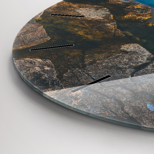 Round glass wall clock Sea landscape