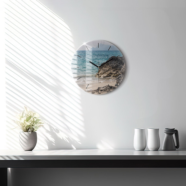 Round glass wall clock View of the Mediterranean Sea