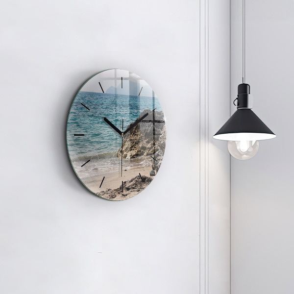 Round glass wall clock View of the Mediterranean Sea
