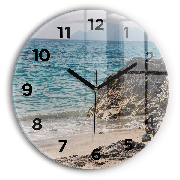 Round glass wall clock View of the Mediterranean Sea