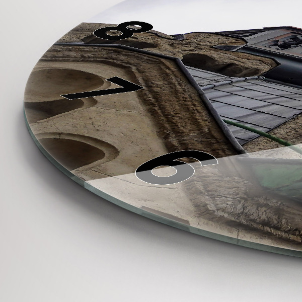 Round glass wall clock Statue of the Virgin Mary in Lyon