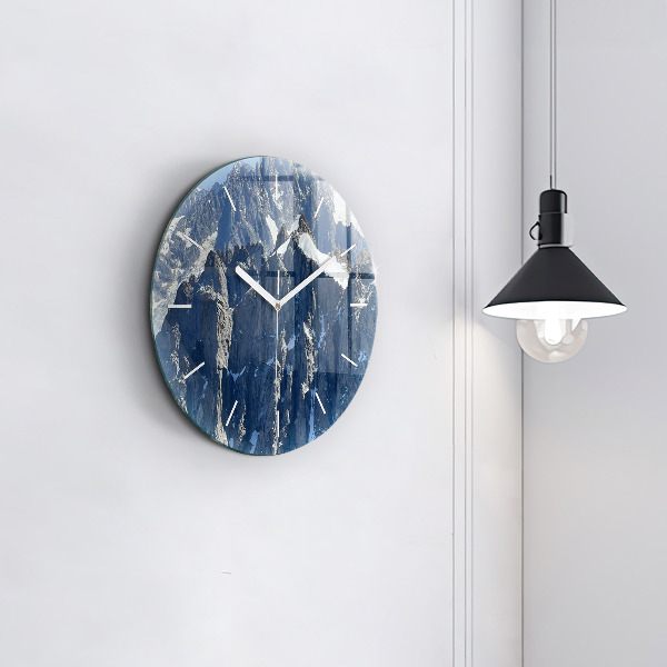 Round glass wall clock Alps Mountains in Winter