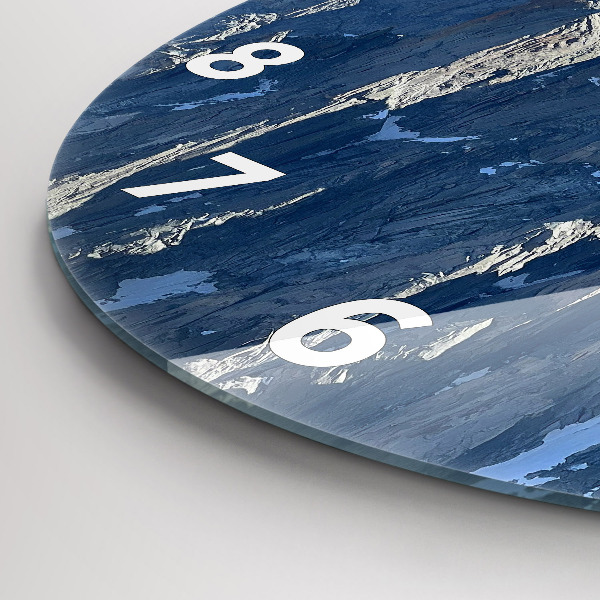 Round glass wall clock Alps Mountains in Winter