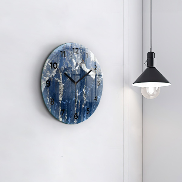 Round glass wall clock Alps Mountains in Winter
