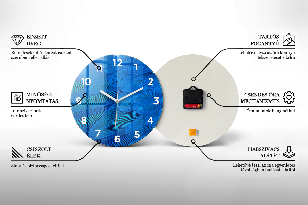 Round glass wall clock A city on the river