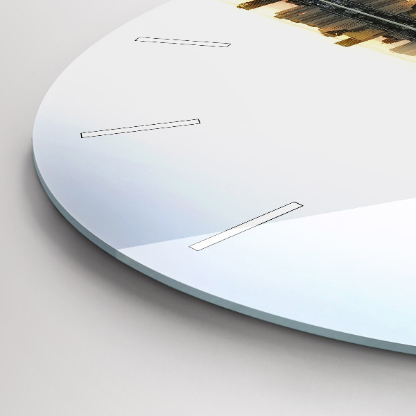 Round glass wall clock A city on the river