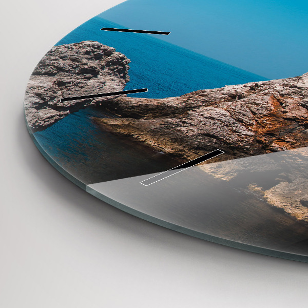 Round glass wall clock Cliffs in Dubrovnik