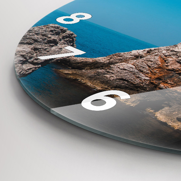 Round glass wall clock Cliffs in Dubrovnik