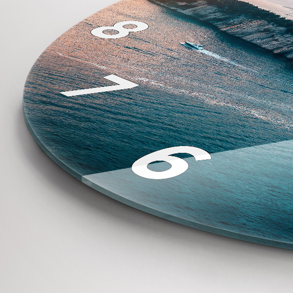 Round glass wall clock Island in Croatia