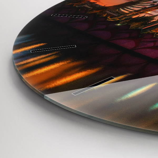 Round glass wall clock Temple in Bangkok