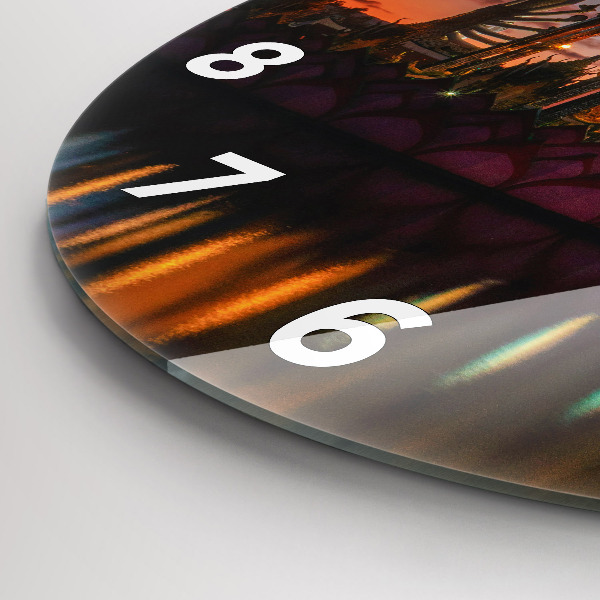 Round glass wall clock Temple in Bangkok