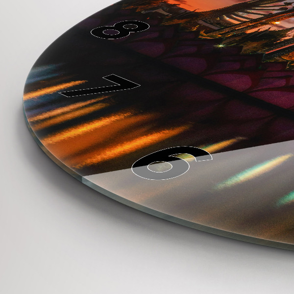 Round glass wall clock Temple in Bangkok