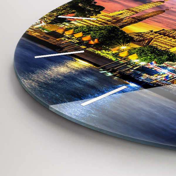 Round glass wall clock Temple in Bangkok