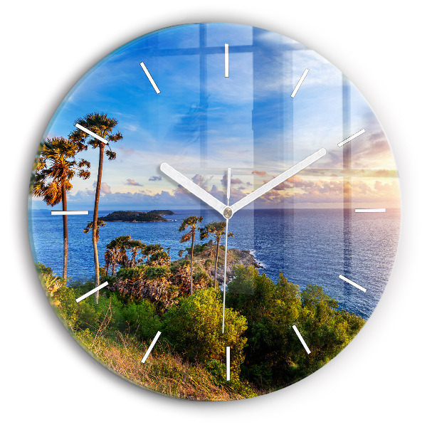 Round glass wall clock Phuket in Thailand