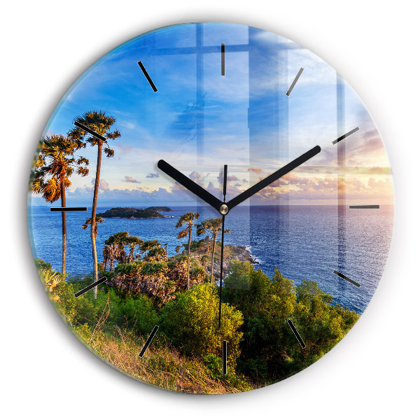 Round glass wall clock Phuket in Thailand
