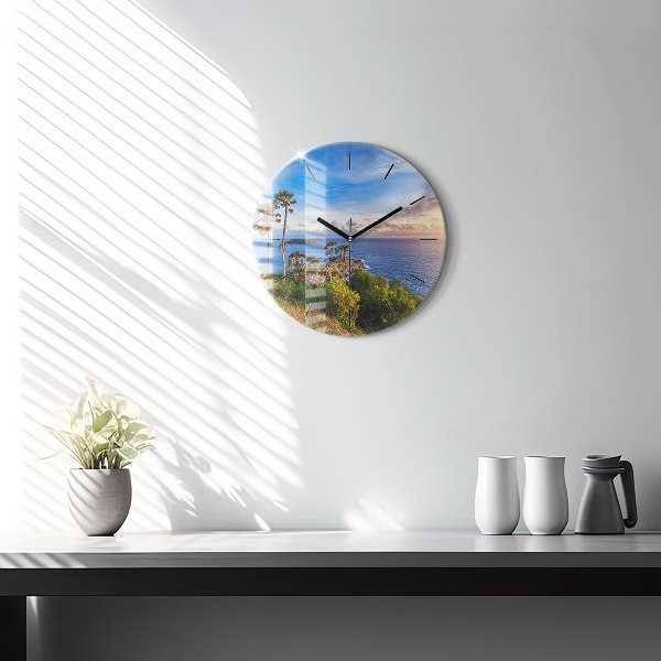 Round glass wall clock Phuket in Thailand