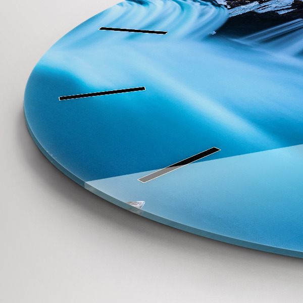 Round glass wall clock Godafoss Waterfall Iceland