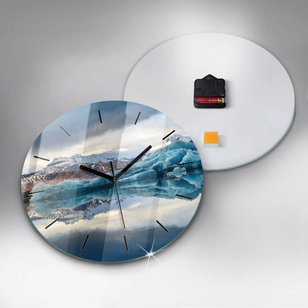 Round glass wall clock Lake Jokulsarlon Iceland