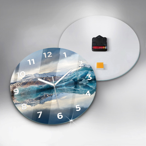 Round glass wall clock Lake Jokulsarlon Iceland