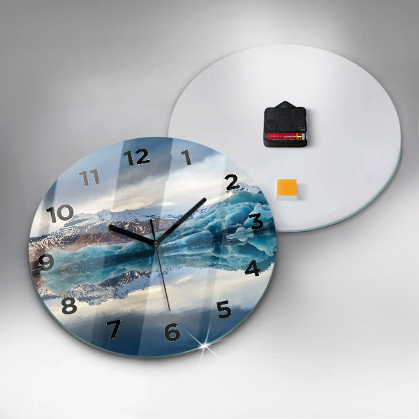 Round glass wall clock Lake Jokulsarlon Iceland