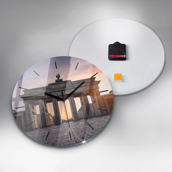 Round glass wall clock Brandenburg Gate
