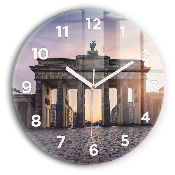 Round glass wall clock Brandenburg Gate