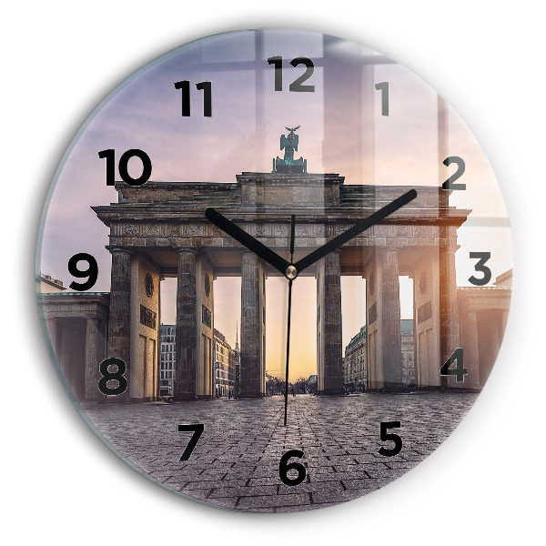 Round glass wall clock Brandenburg Gate