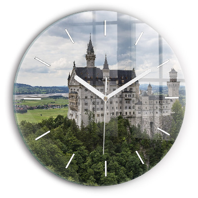 Round glass wall clock Neuschwanstein Castle